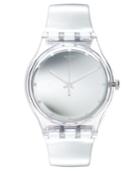 Swatch Unisex Swiss Shiny Moon Silver-tone Strap Watch 41mm Suok121