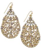 Inc International Concepts Gold-tone Clear And Gray Crystal Filigree Drop Earrings, Only At Macy's