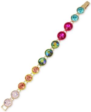 Betsey Johnson Gold-tone Multi-crystal Link Bracelet