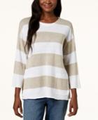 Eileen Fisher Striped Organic Linen Pocket Sweater, Regular & Petite