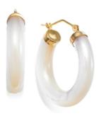 Mother Of Pearl Hoop Earrings In 14k Gold (23-1/2mm)