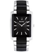 Bulova Men's Black Plated Stainless Steel Bracelet Watch 35mm 98a117