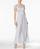 Alex Evenings Sequined Illusion Draped Gown