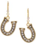 Betsey Johnson Gold-tone Pave Horseshoe Drop Earrings