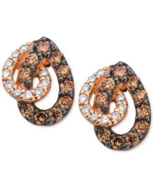 Le Vian White And Chocolate Diamond Teardrop Earrings In 14k Rose Gold (1/2 Ct. T.w.)
