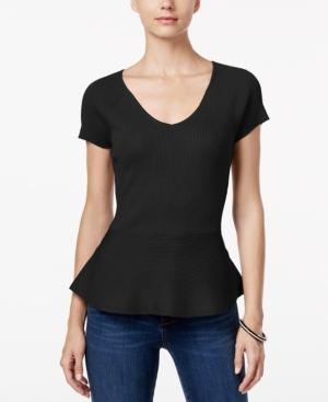 Inc International Concepts Petite Ribbed Peplum Sweater, Only At Macy's