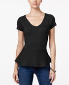 Inc International Concepts Petite Ribbed Peplum Sweater, Only At Macy's