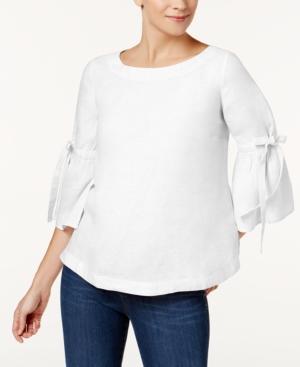 Charter Club Linen Bell-sleeve Top, Created For Macy's