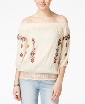 American Rag Embroidered Off-the-shoulder Peasant Top, Only At Macy's