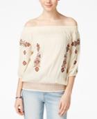 American Rag Embroidered Off-the-shoulder Peasant Top, Only At Macy's
