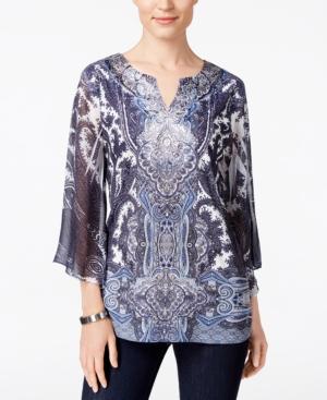 Jm Collection Sublimated Studded Top, Only At Macy's