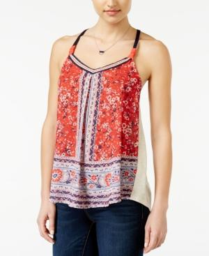 Jolt Juniors' Crocheted Multi-print Tank Top