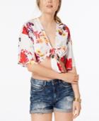 Material Girl Juniors' Printed Tie-front Crop Top, Created For Macy's