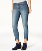Rampage Juniors' Velvet-trim Step Hem Skinny Jeans