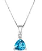 Blue Topaz (1-5/8 Ct. T.w.) & Diamond Accent 18 Pendant Necklace In 14k White Gold