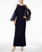 Vince Camuto Cold-shoulder Capelet Gown