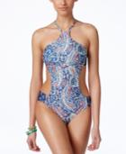 Lucky Brand Verna Paisley-print High-neck Cutout Swimsuit Women's Swimsuit