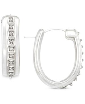 Signature Diamonds Oval Hoop Earrings In 14k Gold Over Resin Core Diamond And Crystallized Diamond Dust