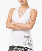 Material Girl Active Juniors' Lace-up Printed Tank Top
