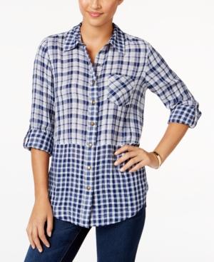 Style & Co. Petite Mixed-plaid Shirt, Only At Macy's