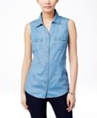 Style & Co Sleeveless Denim Shirt, Only At Macy's