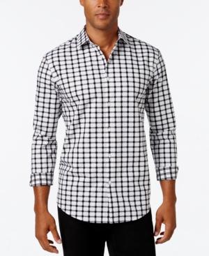 Alfani Men's Big And Tall Textured Check Long-sleeve Shirt, Classic Fit