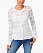 Charter Club Sheer Striped Cardigan, Only At Macy's