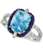 Le Vian Blue Topaz (2-3/4 Ct. T.w.), Blueberry Sapphire (1/3 Ct. T.w.) And Vanilla Diamond (1/3 Ct. T.w.) Ring In 14k White Gold