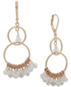 Lonna & Lilly Gold-tone White Shaky Bead Double Drop Earrings
