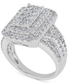 Diamond Step Cluster Engagement Ring (2 Ct. T.w.) In 14k White Gold