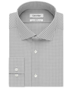 Calvin Klein Steel Slim-fit Non-iron Performance Grey Check Dress Shirt