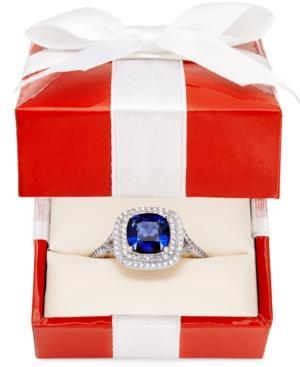 Velvet Bleu By Effy Manufactured Diffused Sapphire (2-1/2 Ct. T.w.) And Diamond (1/3 Ct. T.w.) Ring In 14k White Gold