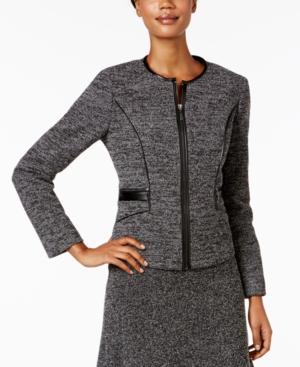 Kasper Stretch-tweed Zip-front Jacket