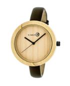 Earth Wood Yosemite Leather-band Watch Khaki 39mm