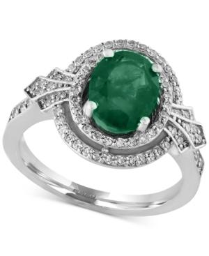 Effy Emerald (1-1/2 Ct. T.w.) And Diamond (1/3 Ct. T.w.) Ring In 14k White Gold