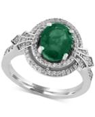 Effy Emerald (1-1/2 Ct. T.w.) And Diamond (1/3 Ct. T.w.) Ring In 14k White Gold