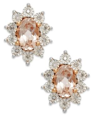 Morganite (3/4 Ct. T.w.) And Diamond Stud Earrings In 10k Rose Gold