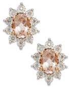 Morganite (3/4 Ct. T.w.) And Diamond Stud Earrings In 10k Rose Gold