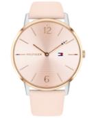 Tommy Hilfiger Women's Pink Leather Strap Watch 40mm, Created For Macy's