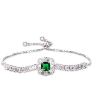 Tiara Cubic Zirconia Baguette Bolo Bracelet In Sterling Silver