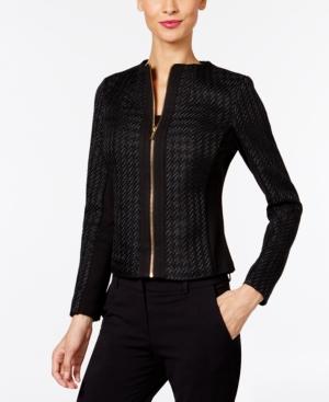 Calvin Klein Textured Houndstooth Moto Jacket