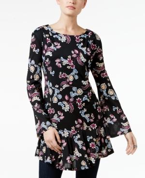 Style & Co Printed Bell-sleeve Top, Only At Macy's