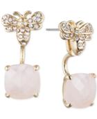 Anne Klein Gold-tone Pave Critter Rose Crystal Floater Earrings