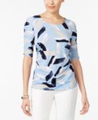 Alfani Petite Printed Ruched Top, Created For Macy's