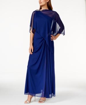 Alex Evenings Embellished Cape One-shoulder Gown