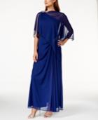 Alex Evenings Embellished Cape One-shoulder Gown