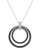Diamond And Ceramic Circle Pendant Necklace (1/5 Ct. T.w.) In Sterling Silver
