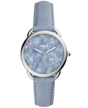 Fossil Women's Tailor Powder Blue Leather Strap Watch 35mm