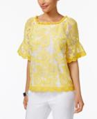 Charter Club Lantern-sleeve Lace Top, Only At Macy's