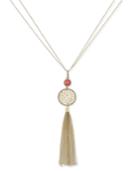 Inc International Concepts Gold-tone Pink Stone Filigree Tassel Pendant Necklace, Only At Macy's